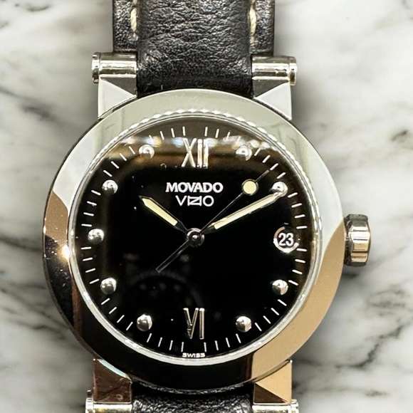 Movado Vizio Black and Silver Watch